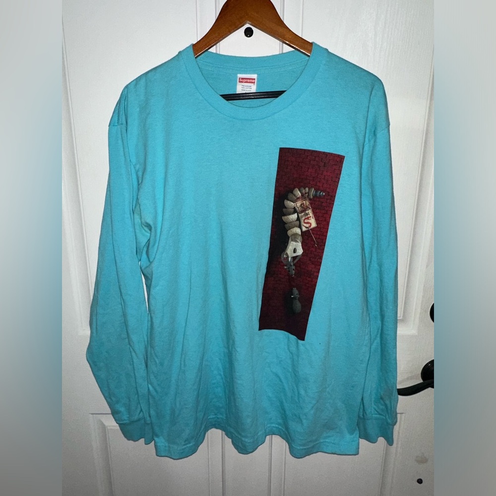 Supreme Mike Hill Snake Trap Long Sleeve Tee Aqua SS17 Men’s Large